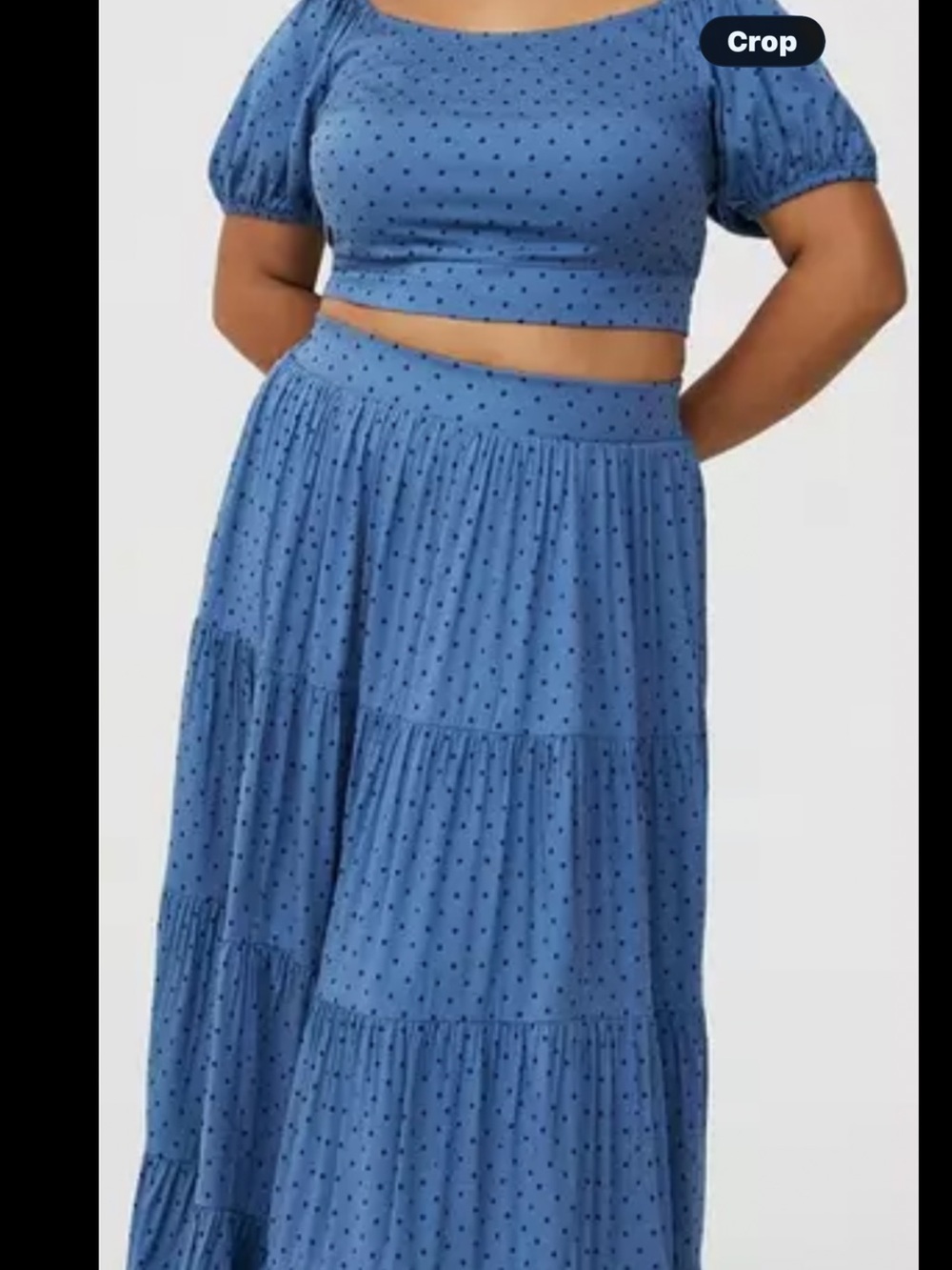 Blue Polka Dot Tiered Maxi Skirt and matching top
